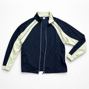 Cheetah Track Jacket Mens Large Navy Green Full Zip Athletic Running